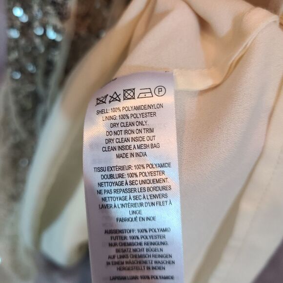 French Connection Aello Sequin Halter Neck Dress, Size 10 in Gold Gunmetal - Picture 5 of 7